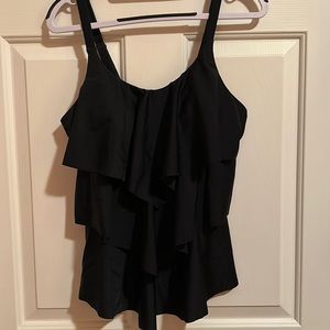Black 3 Ruffle Tankini Top Size M